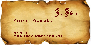 Zinger Zsanett névjegykártya
